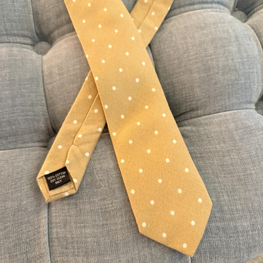 Jack Sartori Italia Tie Mens One Size Yellow Polka Dot Skinny Necktie Cotton